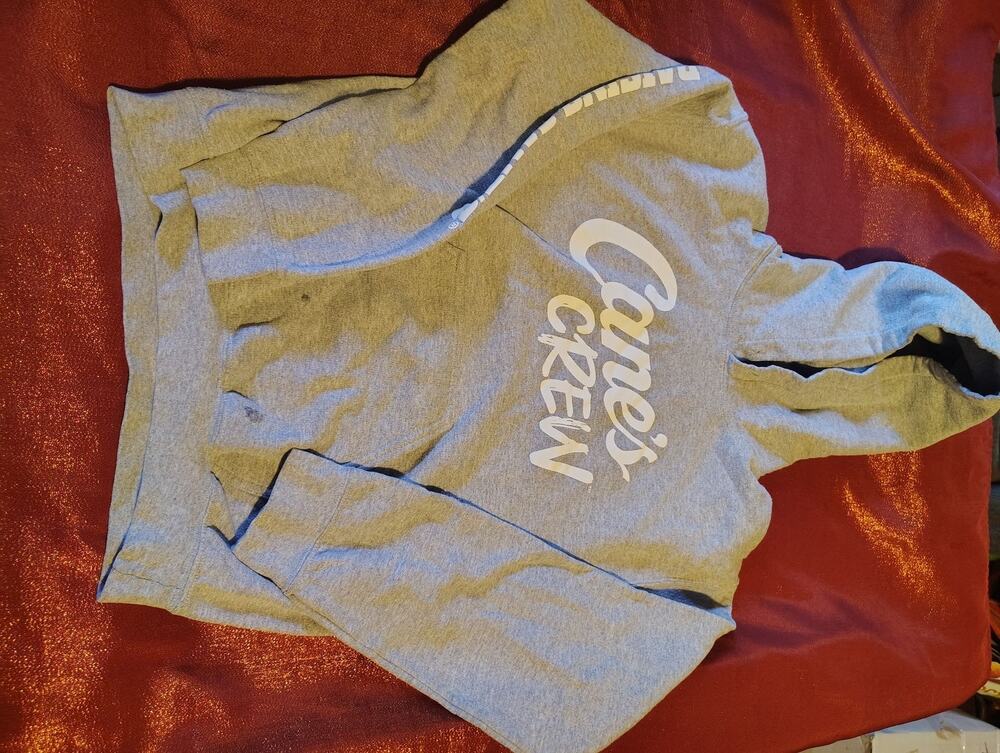 Raising Canes Hoodie Unisex S Gray Canes Crew Logo Pullover Hooded Staff Long